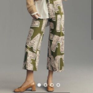 Mauve Olive and White Wide Leg Pants